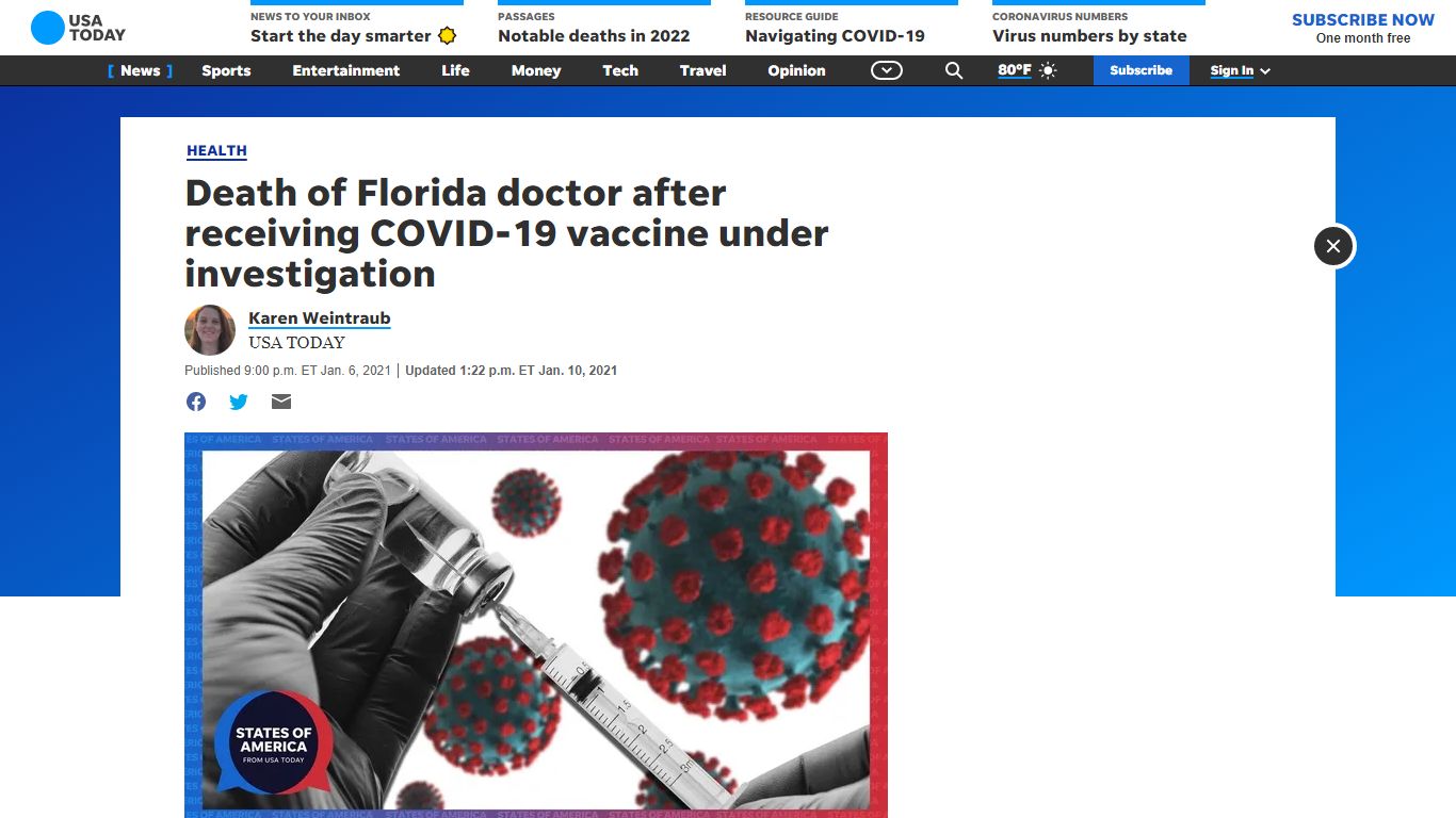 Death of Florida doctor after receiving COVID-19 vaccine under ...