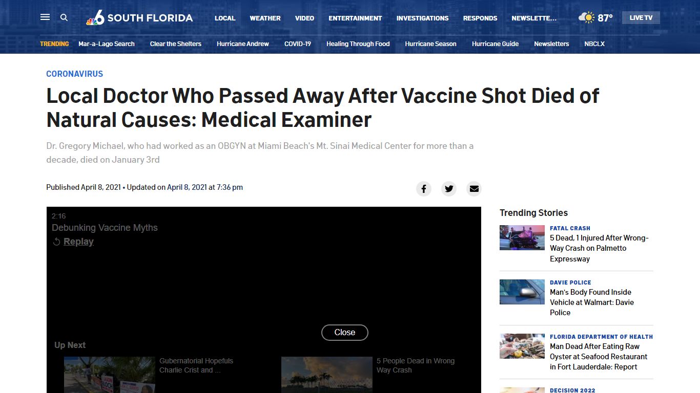 South Florida Doctor Who Passed Away After Receiving Covid Vaccine Died ...